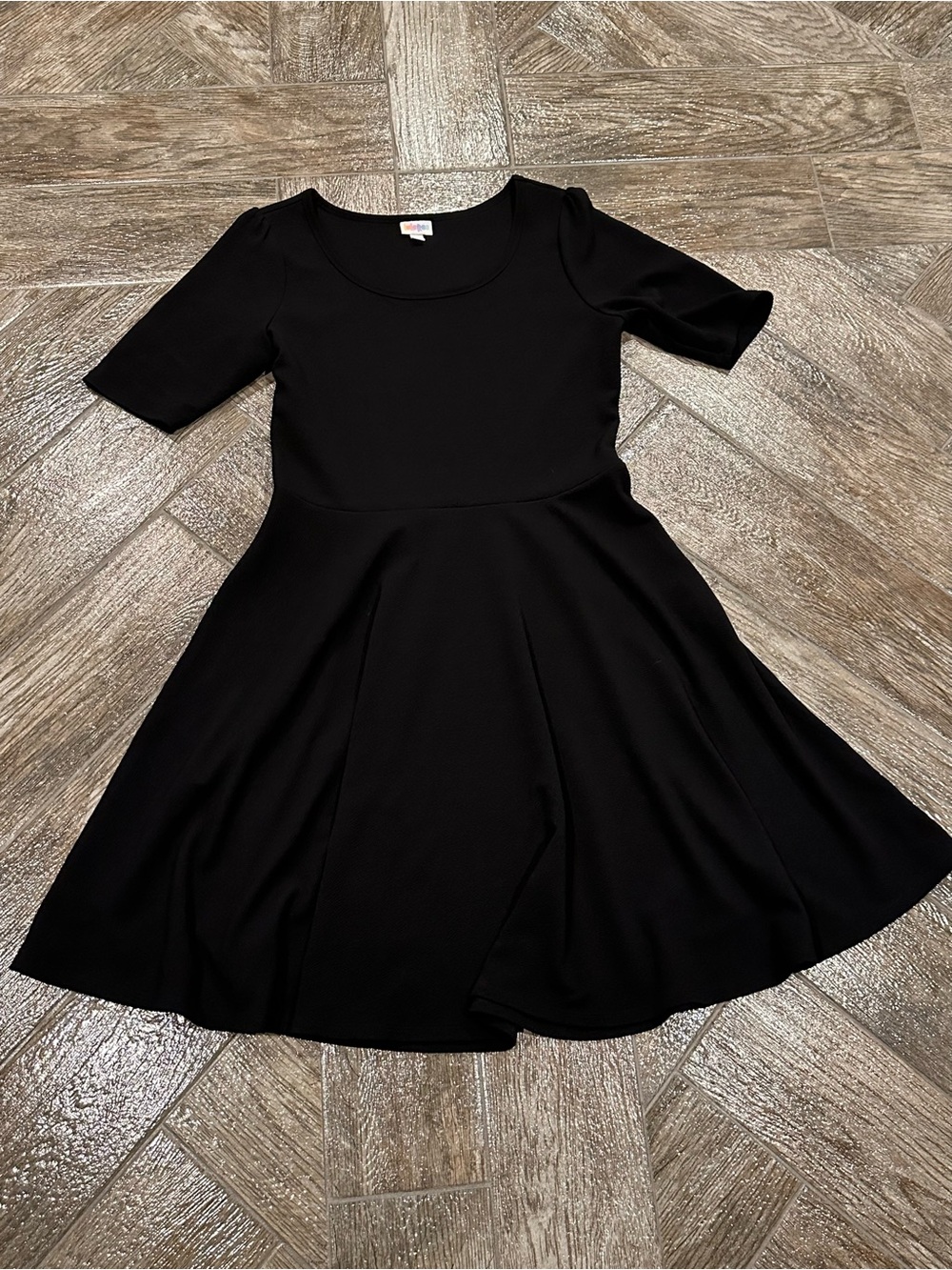 LuLaRoe Black Womens Fit-and-Flare Dress